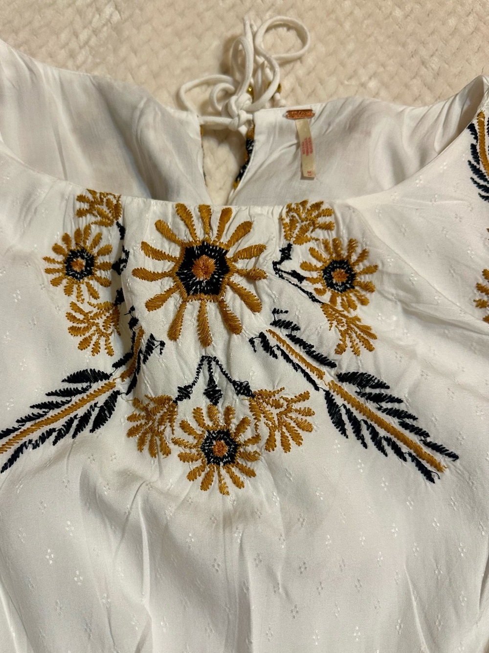 Free People Catalina Embroidered Romper Ivory Boho Size M - Picture 7 of 13